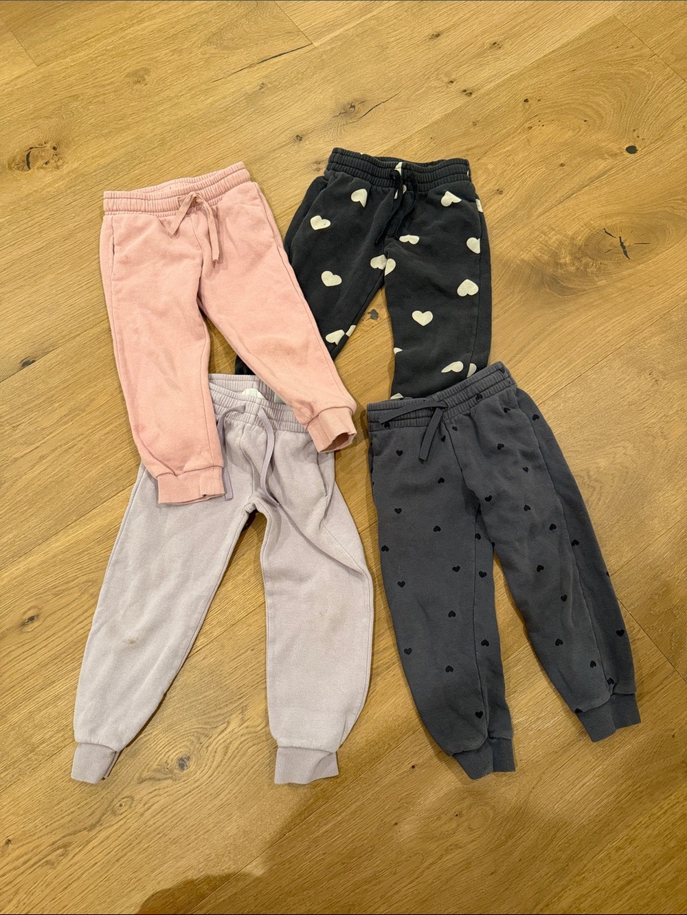 H&M Kids Jogger Pants Bundle - Pink, Light Gray, Charcoal, Black Heart Print
